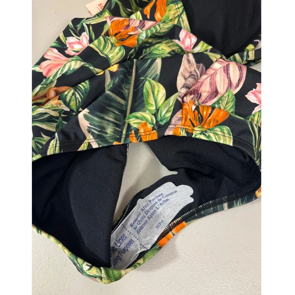 Sofia Vergara Swimsuit Women M (8-10) Black Rainforest 1pc Tropical Jungle‎ NEW